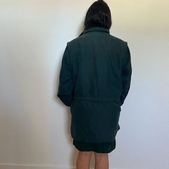 vtg retro 90s London Fog Parka Jacket green chore coat Anorak Large‎ drawstring - Picture 10 of 14